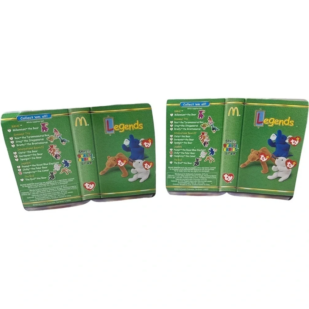 McDonalds TY Teenie Beanie Babies LEGENDS Chilly polar bear Humphrey camel SET 2